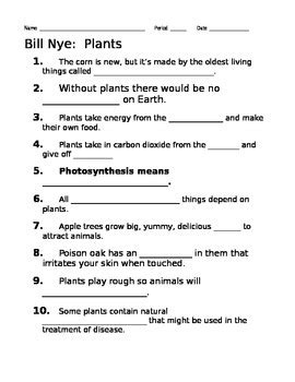 bill nye the science guy plants worksheet answer key